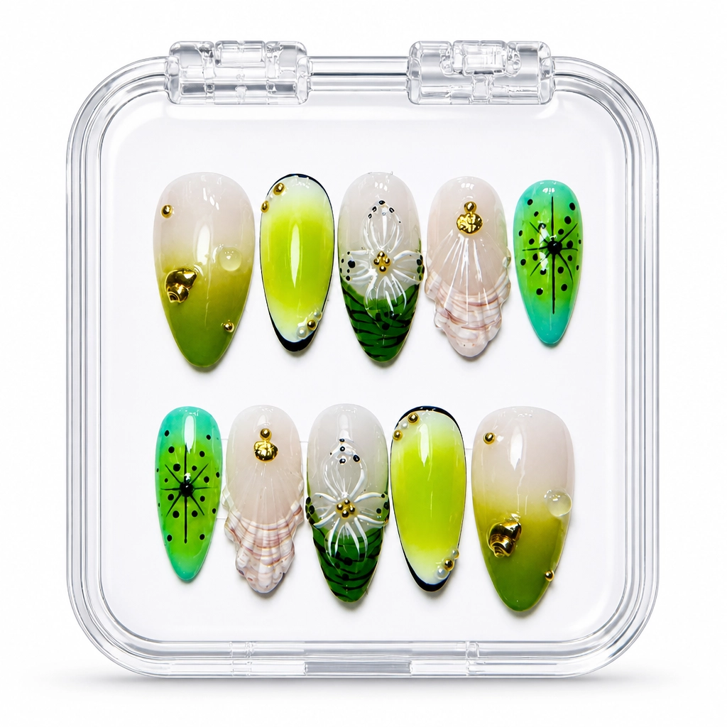 Press-on Nails Wholesale $9.90 Champagne Blossom by Yabe Vietnam