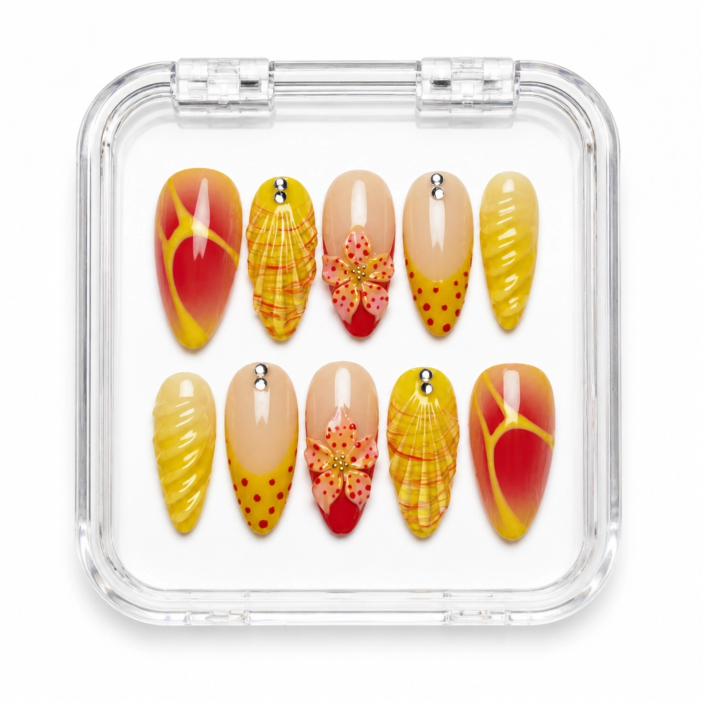 Press-on Nails Wholesale $9.90 Sunset Geometry by Yabe Vietnam