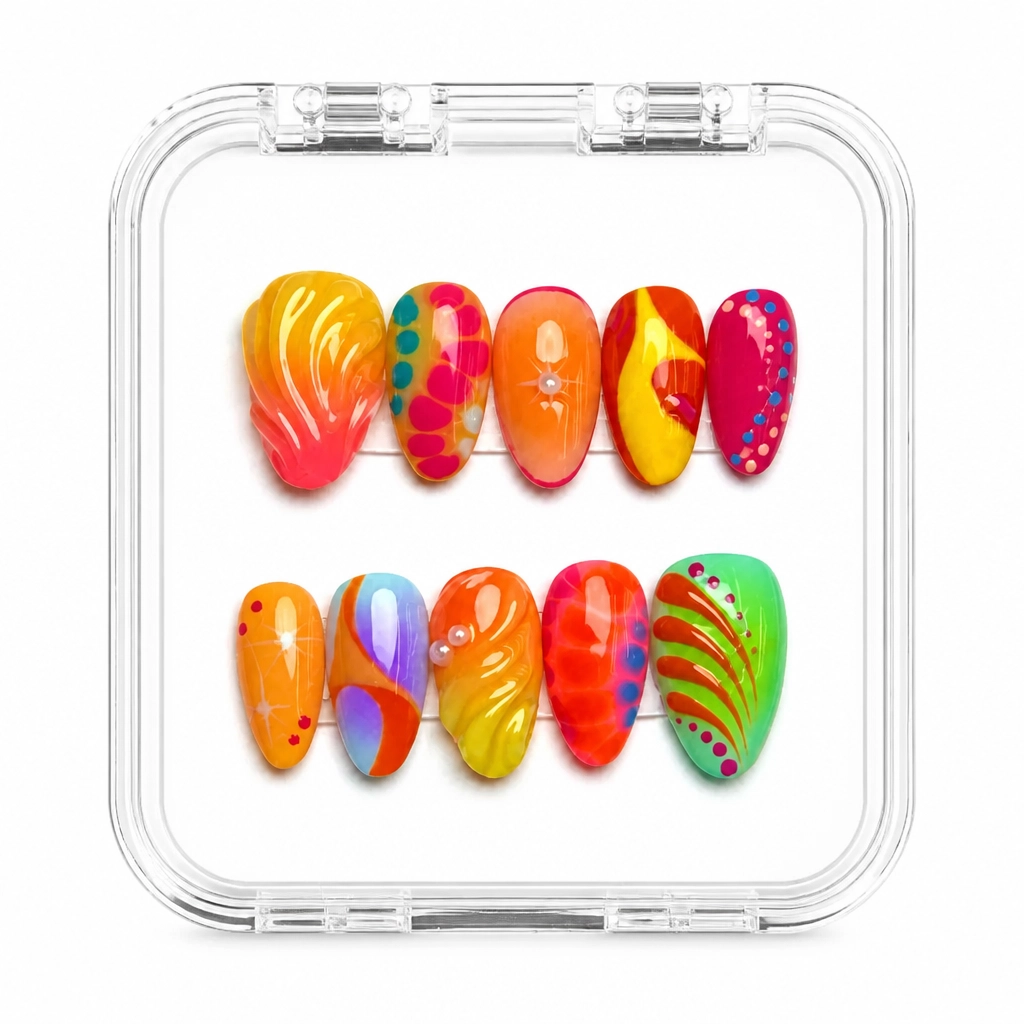 Press-on Nails Wholesale $9.90 Orange Gradient Elegance by Yabe Vietnam