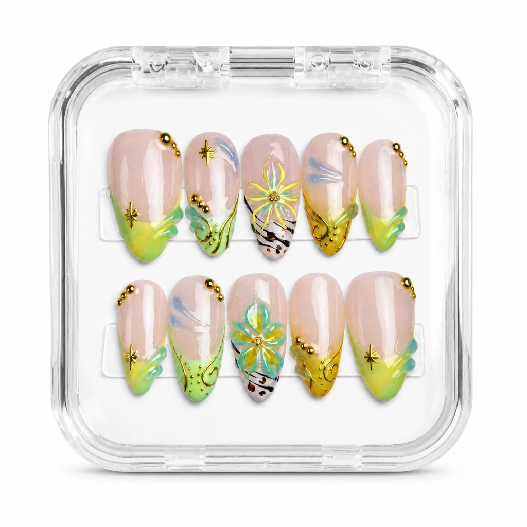 Press-on Nails Wholesale $9.90 Beige Citrus Bloom by Yabe Vietnam