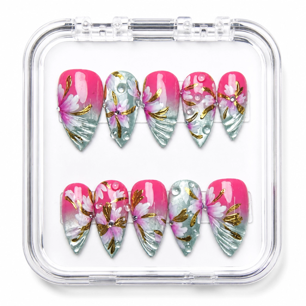 Press-on Nails Wholesale $9.90 Floral Elegance by Yabe Vietnam