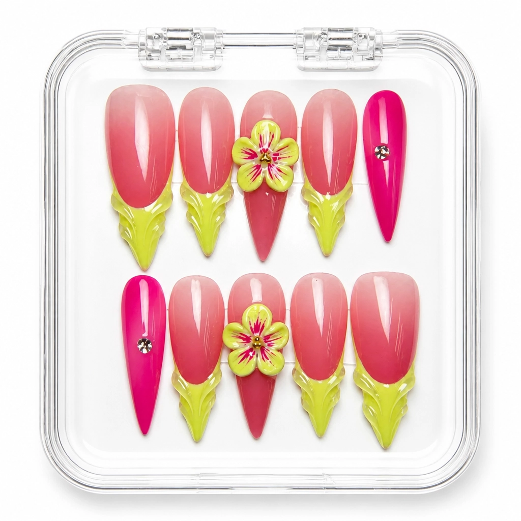 Press-on Nails Wholesale $9.90 Mauve Botanical Bloom by Yabe Vietnam