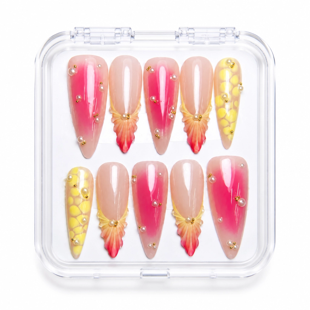 Press-on Nails Wholesale $9.90 Floral Ombre by Yabe Vietnam