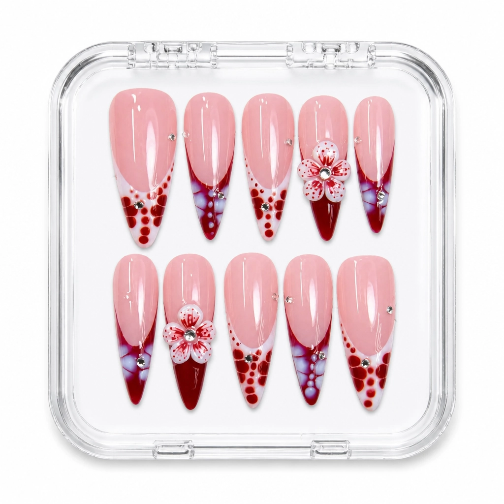 Press-on Nails Wholesale $9.90 Crimson Cascade by Yabe Vietnam