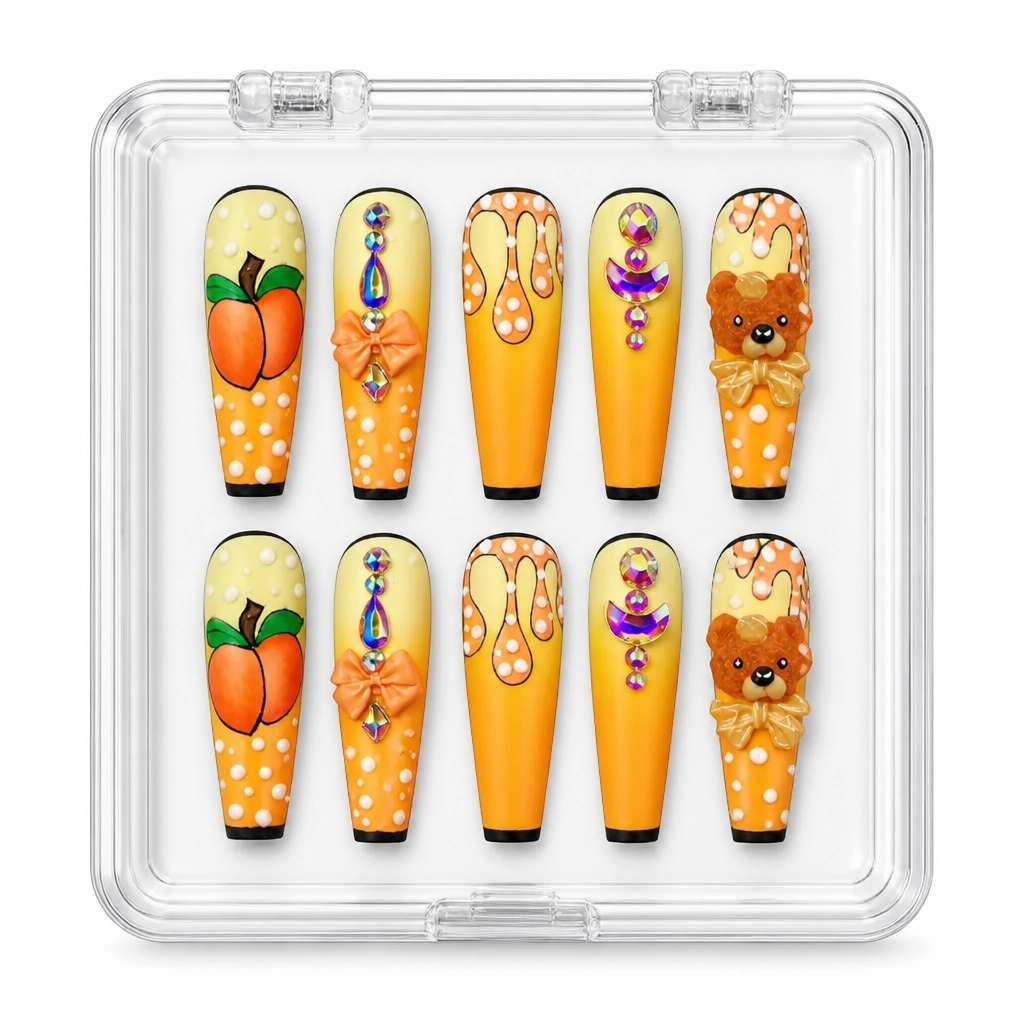Press-on Nails Wholesale $9.90 Golden Fruit Medley by Yabe Vietnam