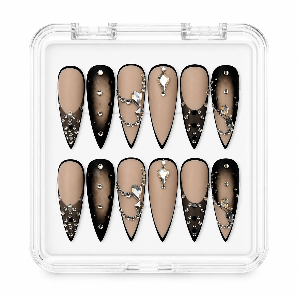 Press-on Nails Wholesale $9.90 Nude Obsidian Elegance by Yabe Vietnam