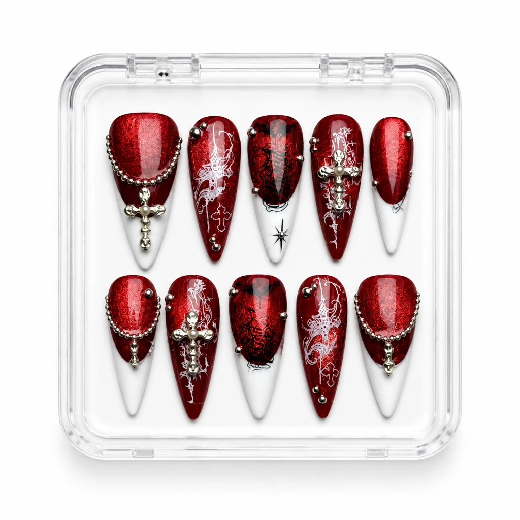 Press-on Nails Wholesale $9.90 Crimson Celestial by Yabe Vietnam