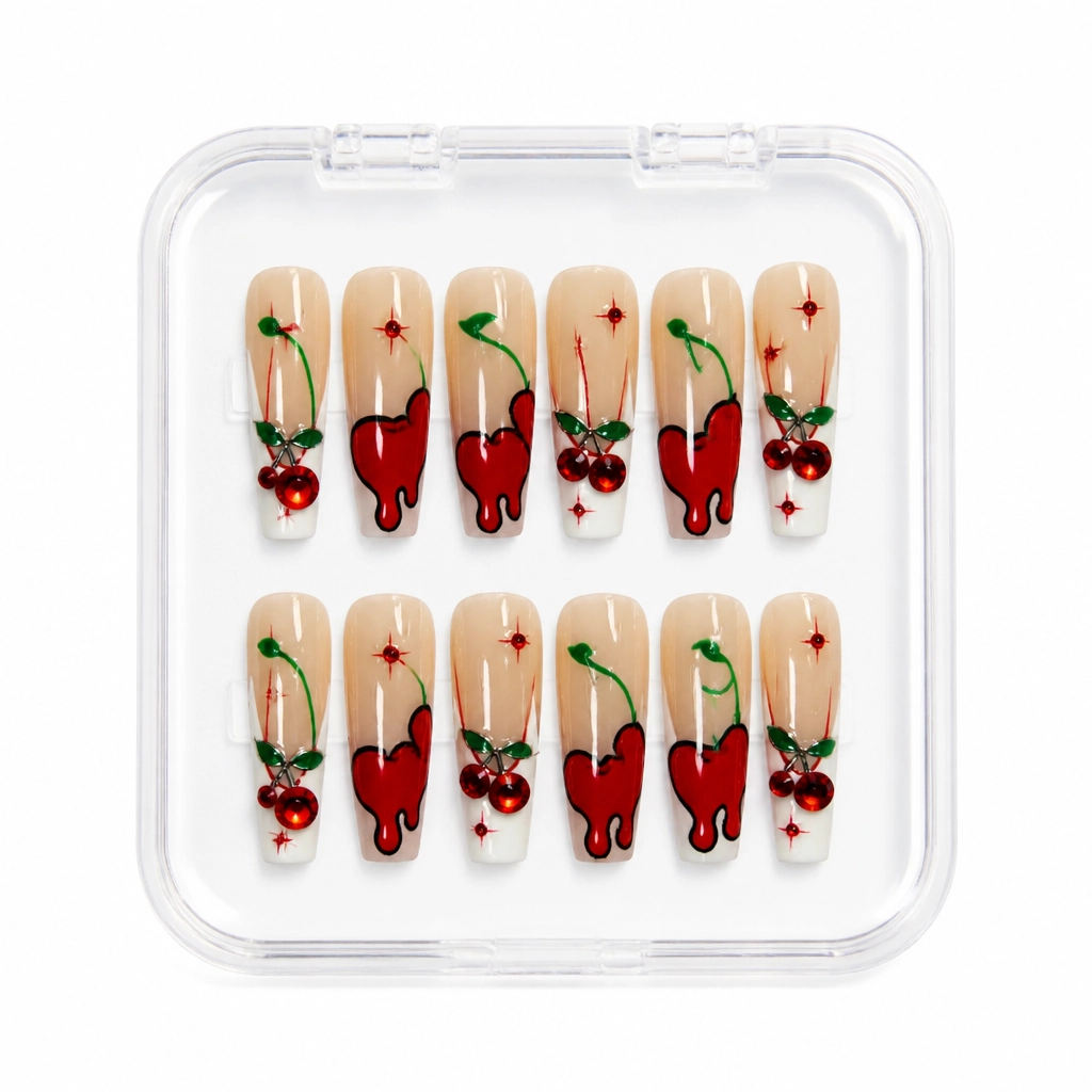 Press-on Nails Wholesale $9.90 Cherry Luxe Stiletto by Yabe Vietnam