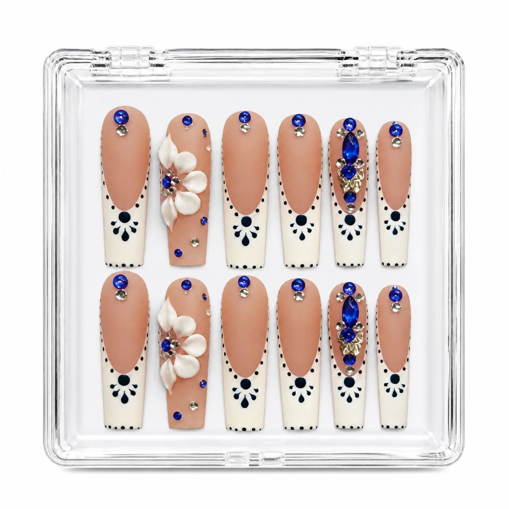 Press-on Nails Wholesale $9.90 Nude Sapphire Elegance by Yabe Vietnam