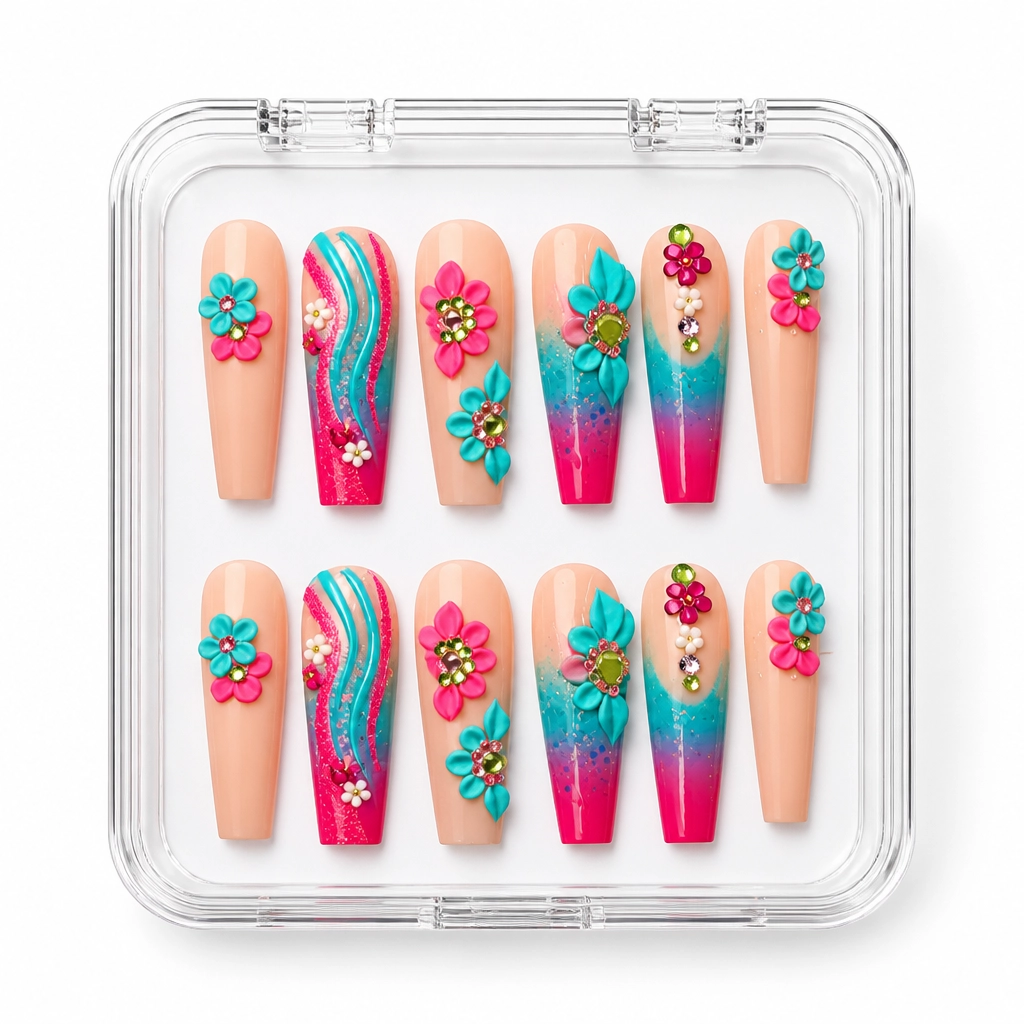 Press-on Nails Wholesale $9.90 Tropical Bloom Luxe by Yabe Vietnam