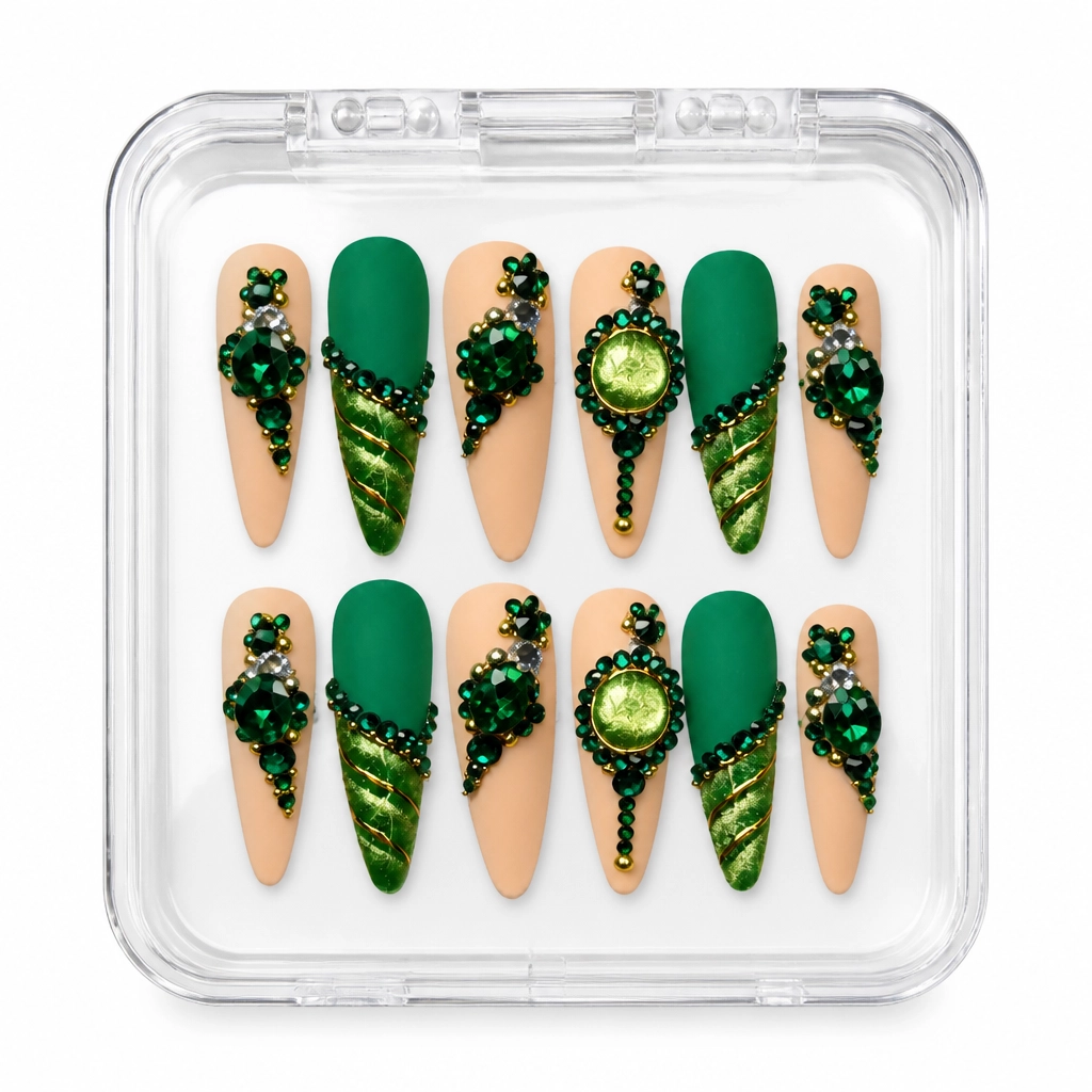 Press-on Nails Wholesale $9.90 Emerald Luxe by Yabe Vietnam