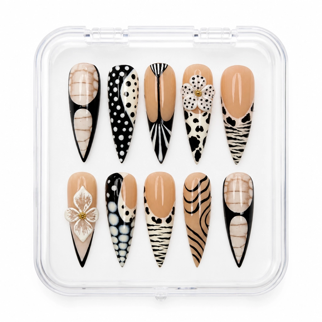 Press-on Nails Wholesale $9.90 Nude Wildflower Elegance by Yabe Vietnam