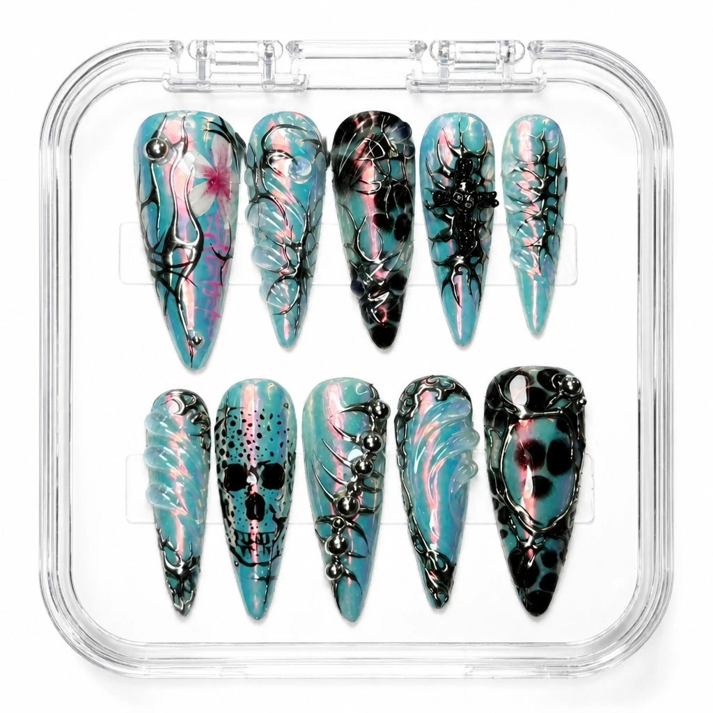 Press-on Nails Wholesale $9.90 Holo Feather Bliss by Yabe Vietnam