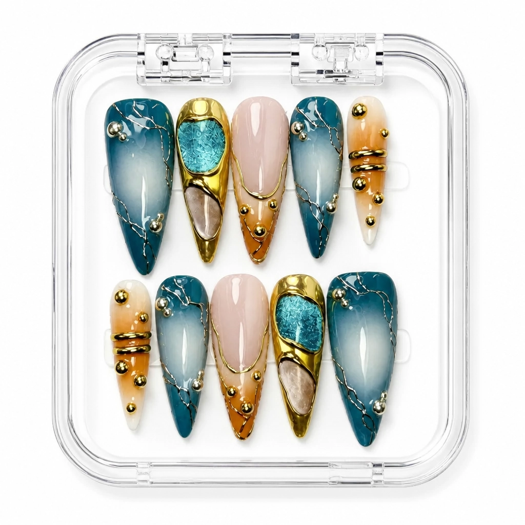 Press-on Nails Wholesale $9.90 Teal Midnight Luxe by Yabe Vietnam
