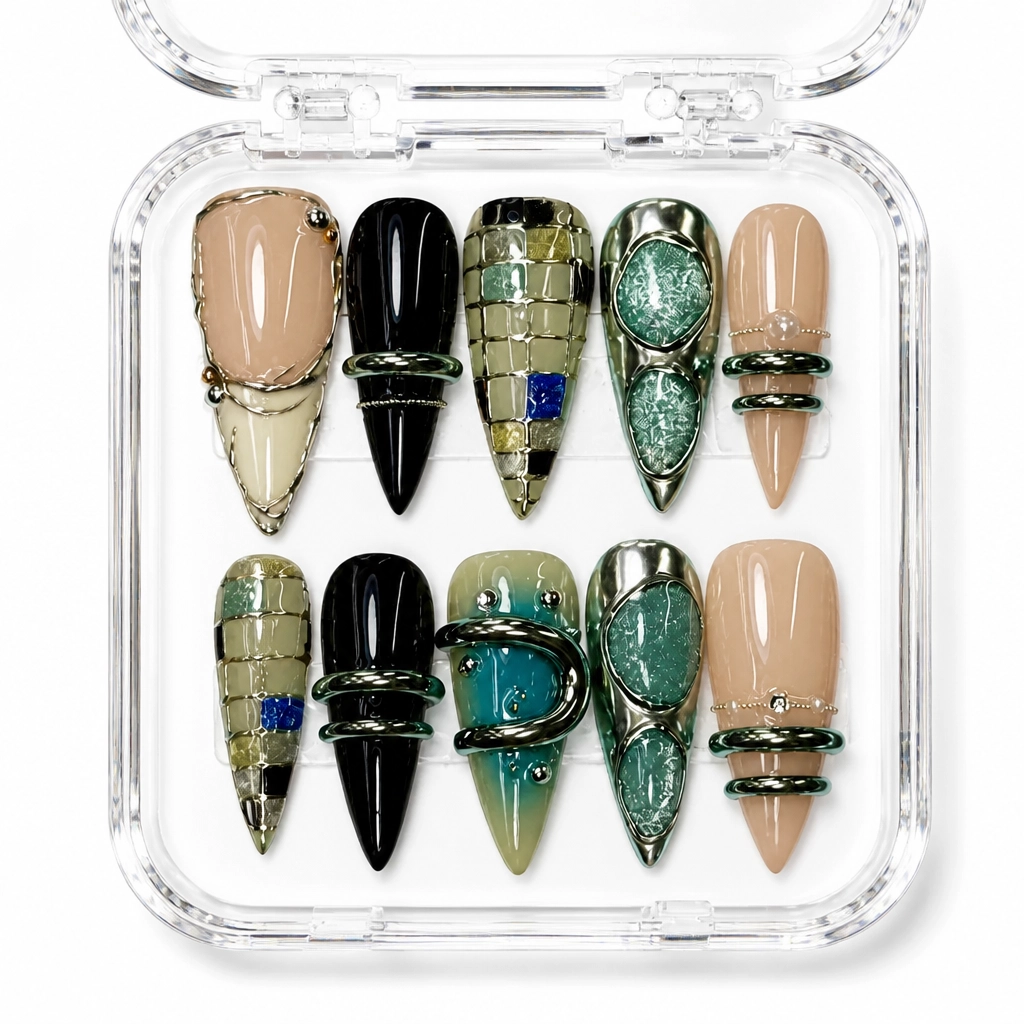 Press-on Nails Wholesale $9.90 Glimmer Emerald Luxe by Yabe Vietnam