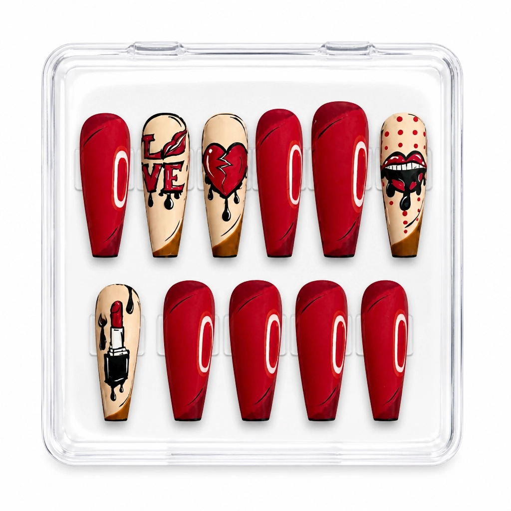 Press-on Nails Wholesale $9.90 Crimson Elegance by Yabe Vietnam