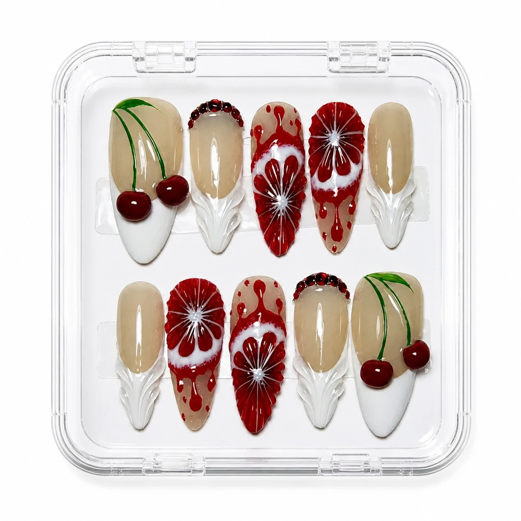 Press-on Nails Wholesale $9.90 Crimson Blossom by Yabe Vietnam
