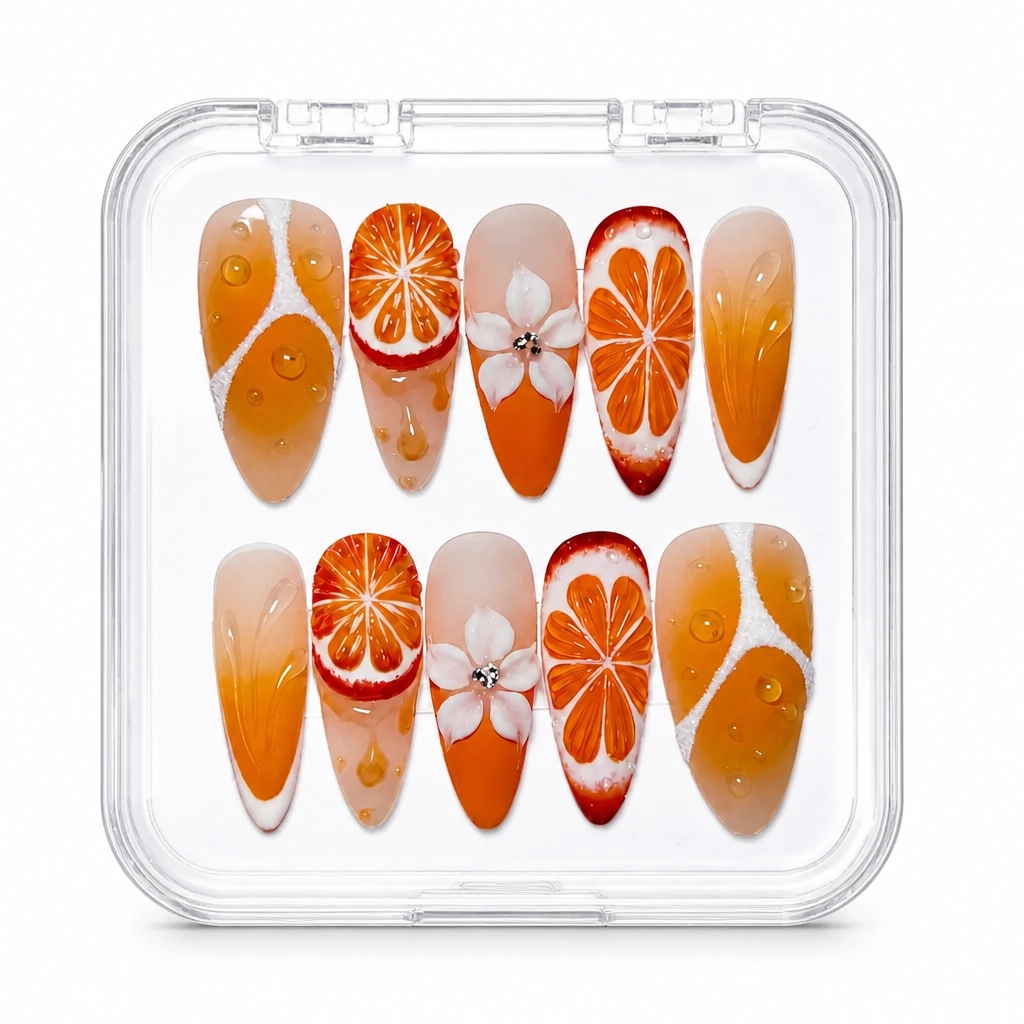 Press-on Nails Wholesale $9.90 Citrus Delight by Yabe Vietnam