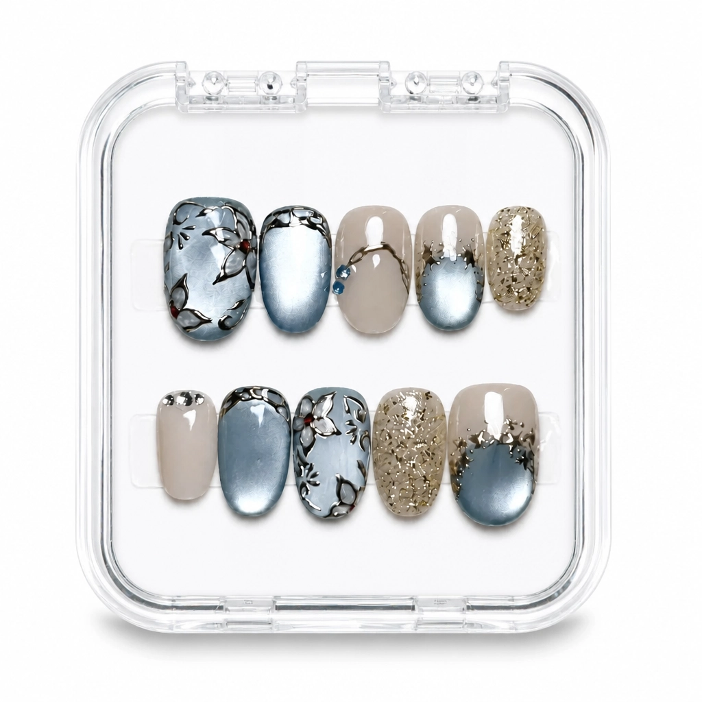 Press-on Nails Wholesale $9.90 Champagne Marble Luxe by Yabe Vietnam