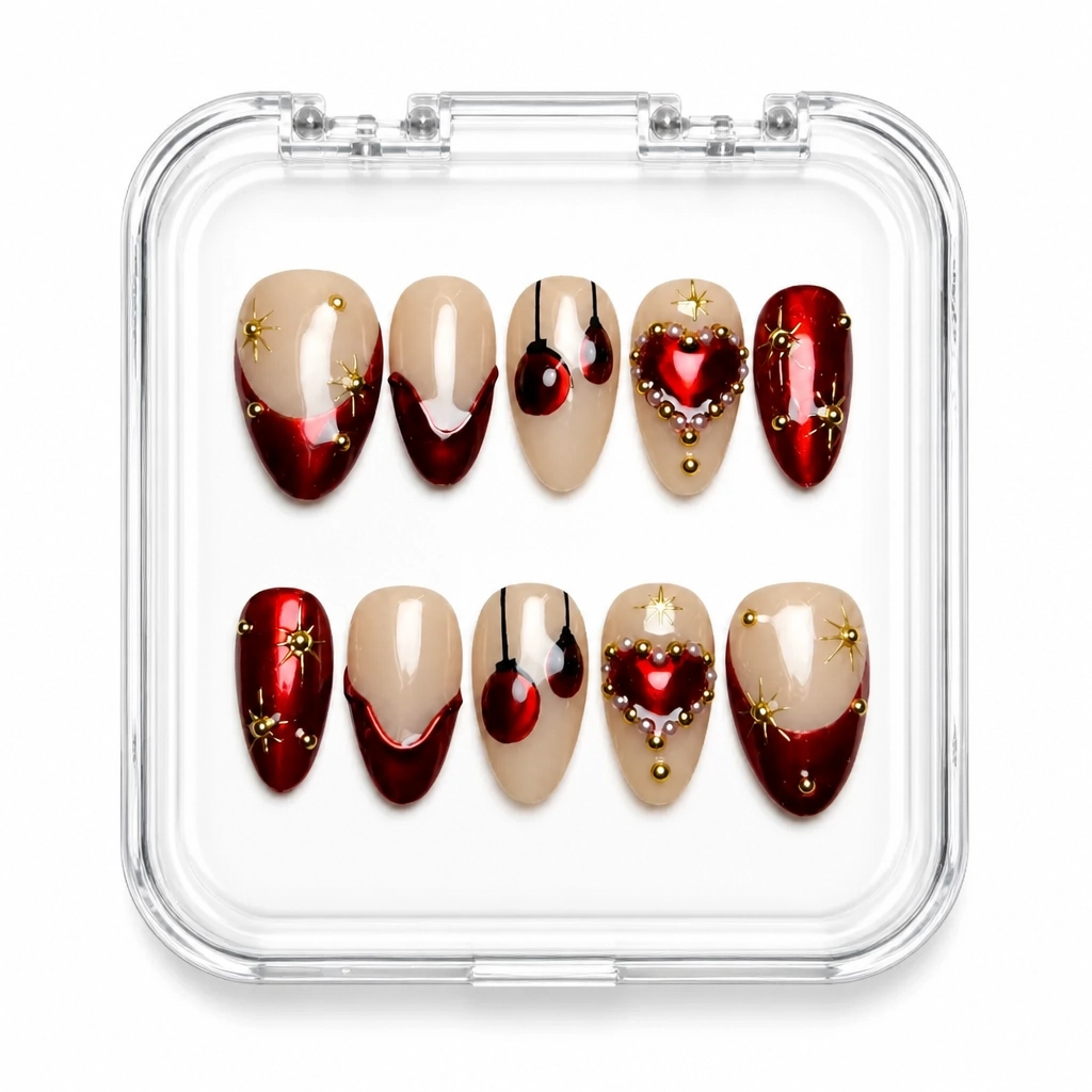 Press-on Nails Wholesale $9.90 Crimson Luxe by Yabe Vietnam