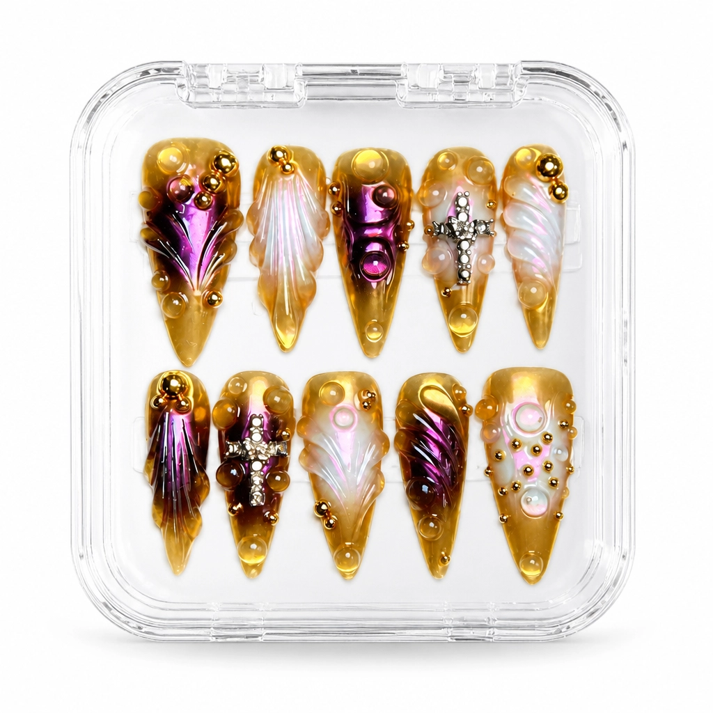 Press-on Nails Wholesale $9.90 Gilded Glamour by Yabe Vietnam