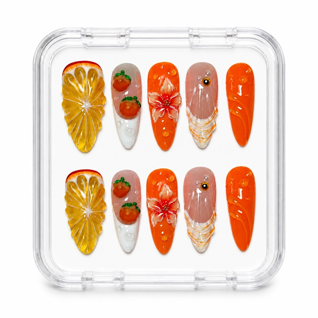 Press-on Nails Wholesale $9.90 Velvet Citrus Luxe by Yabe Vietnam