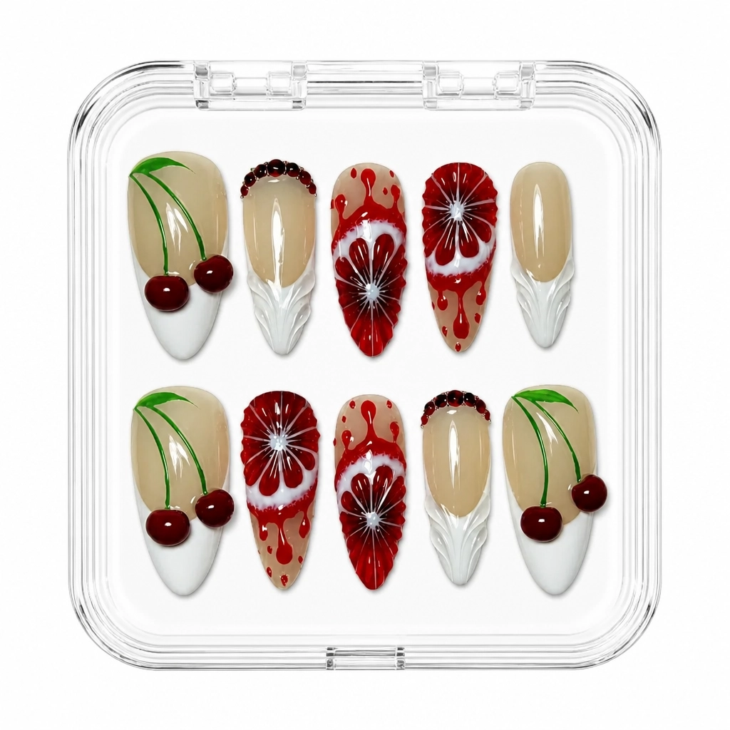 Press-on Nails Wholesale $9.90 Crimson Blossom by Yabe Vietnam