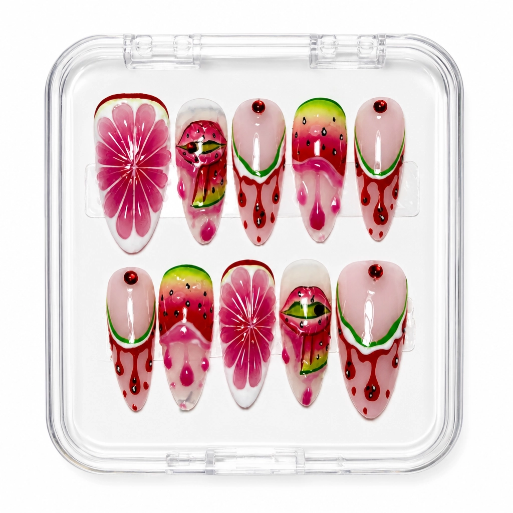 Press-on Nails Wholesale $9.90 Crimson Bloom by Yabe Vietnam