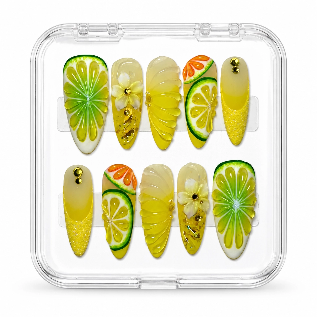 Press-on Nails Wholesale $9.90 Citrus Charm by Yabe Vietnam