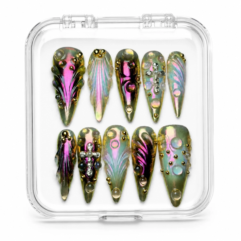 Press-on Nails Wholesale $9.90 Fuchsia Dreamscape by Yabe Vietnam