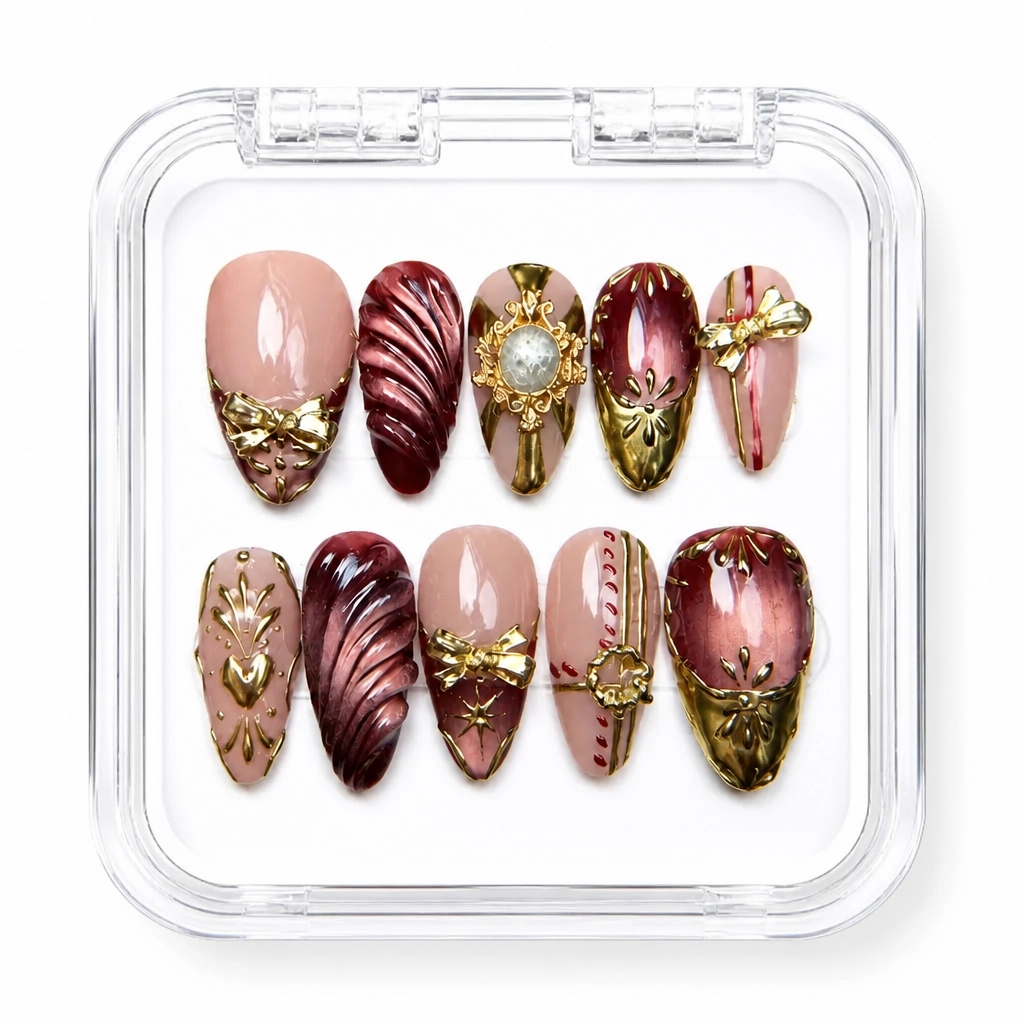 Press-on Nails Wholesale $9.90 Burgundy Luxe by Yabe Vietnam
