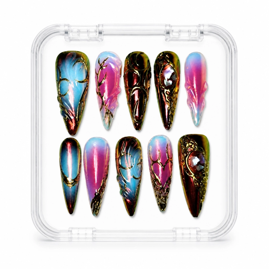 Press-on Nails Wholesale $9.90 Black Prismatic Luxe by Yabe Vietnam