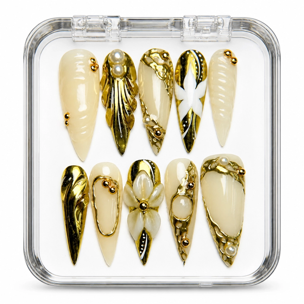 Press-on Nails Wholesale $9.90 Golden Elegance by Yabe Vietnam