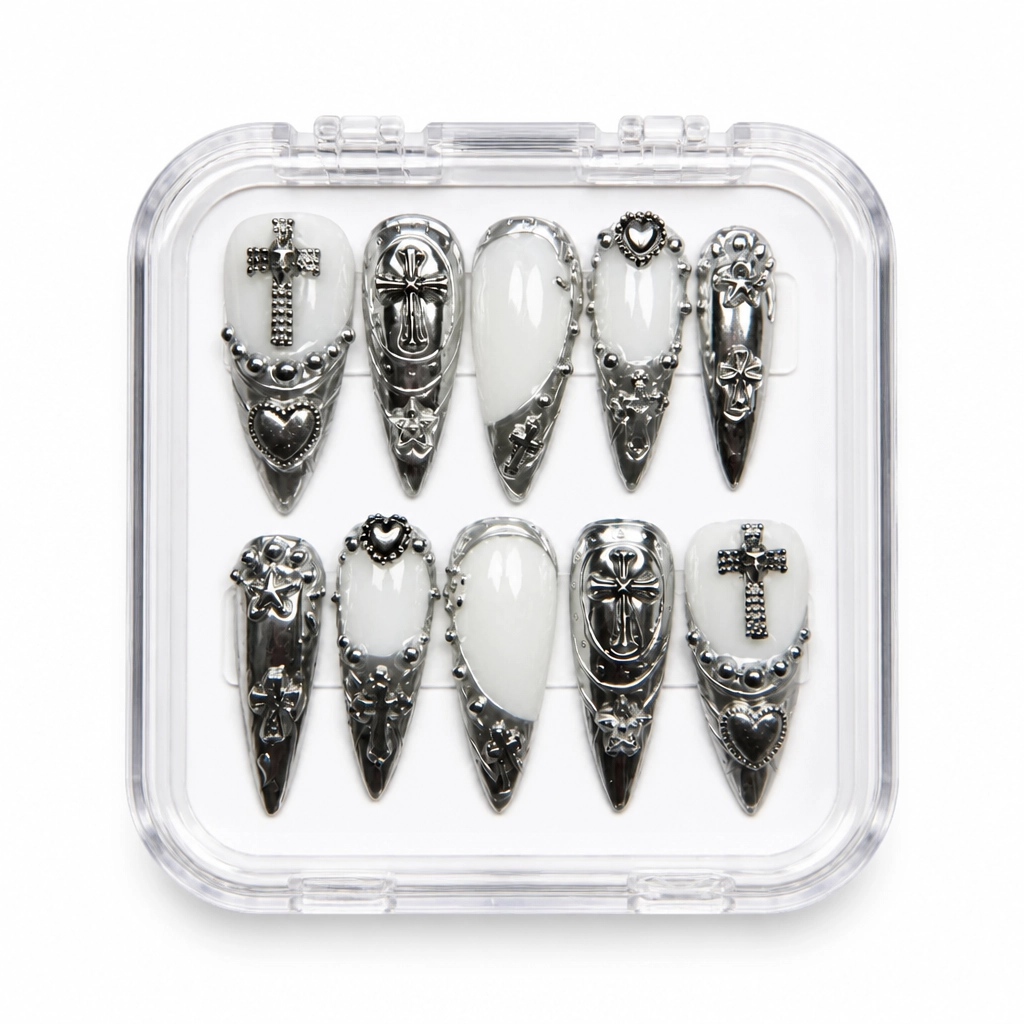Press-on Nails Wholesale $9.90 Obsidian Elegance by Yabe Vietnam