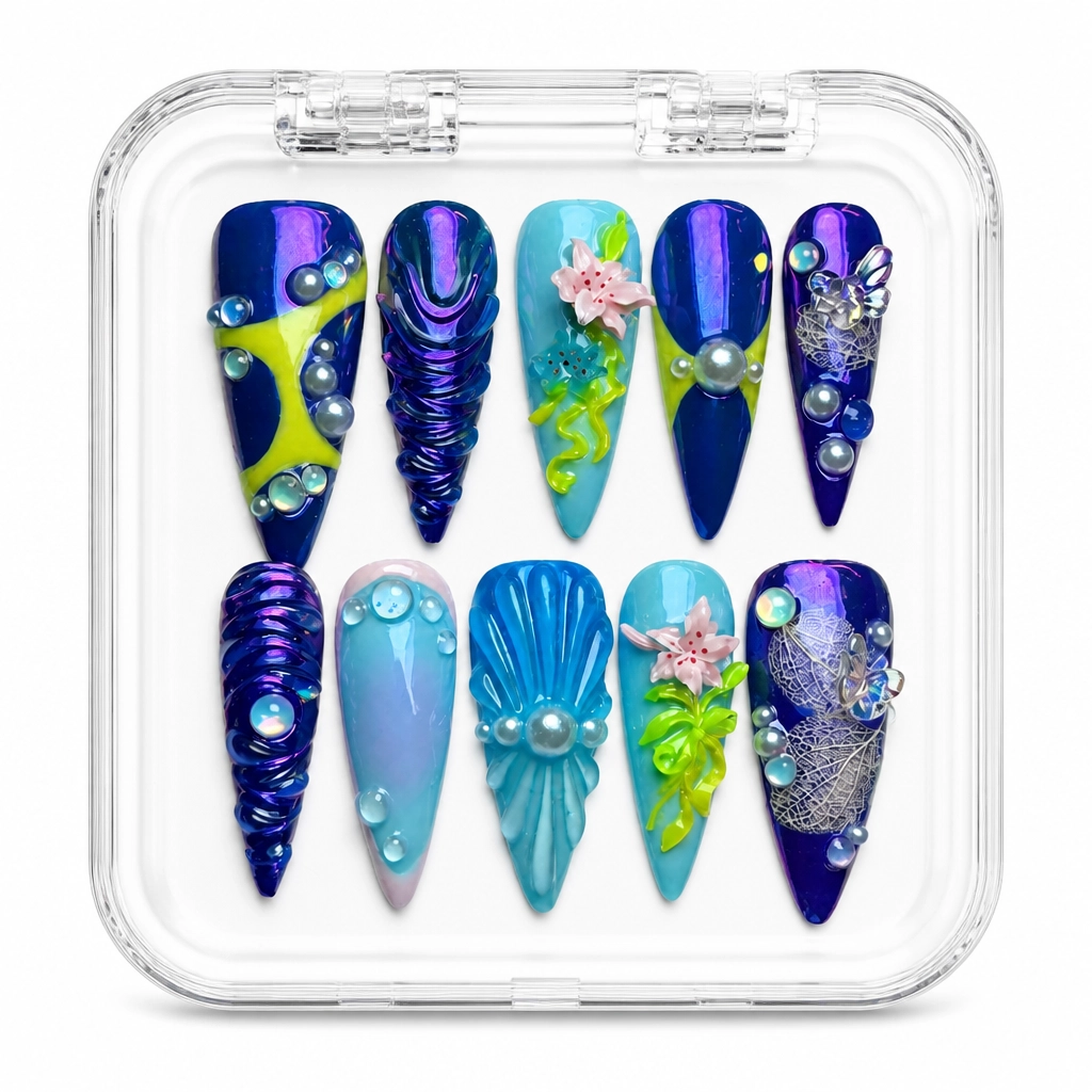Press-on Nails Wholesale $9.90 Oceanic Bloom by Yabe Vietnam