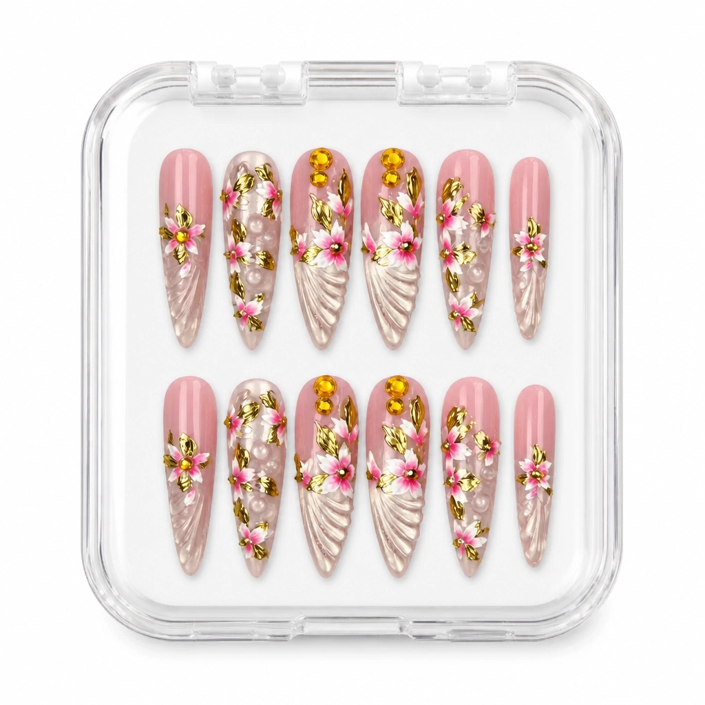 Press-on Nails Wholesale $9.90 Gilded Blossom by Yabe Vietnam