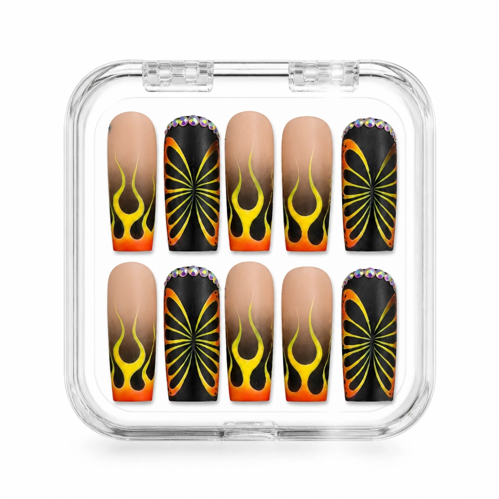Press-on Nails Wholesale $9.90 Flame Geometry by Yabe Vietnam