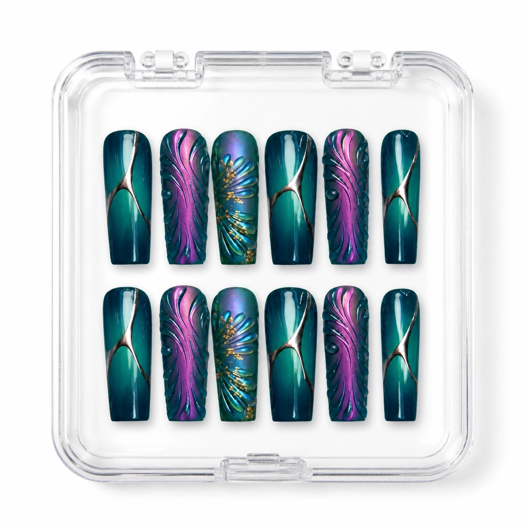 Press-on Nails Wholesale $9.90 Cosmic Feather by Yabe Vietnam