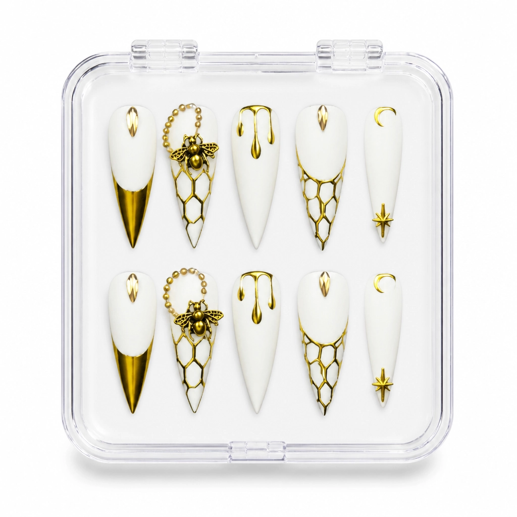Press-on Nails Wholesale $9.90 Golden Lattice Luxe by Yabe Vietnam