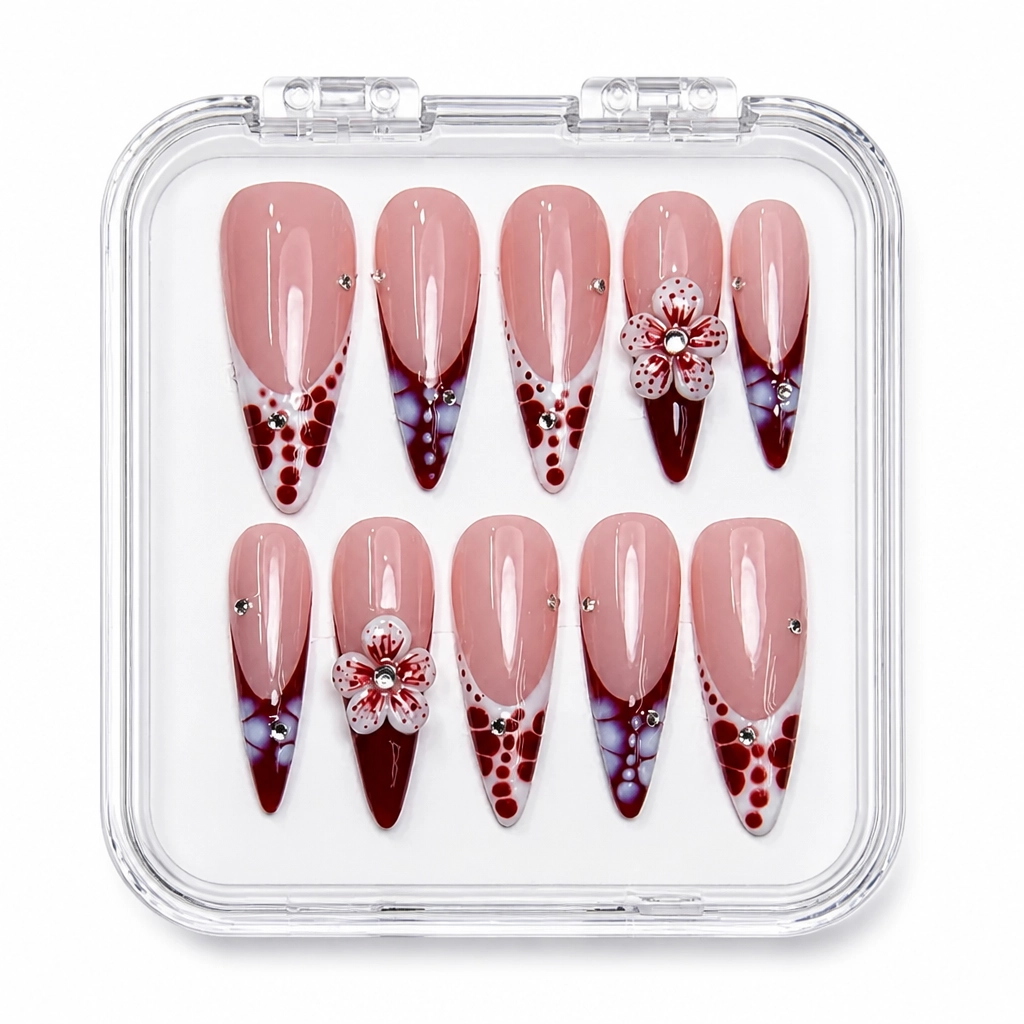 Press-on Nails Wholesale $9.90 Crimson Cascade by Yabe Vietnam