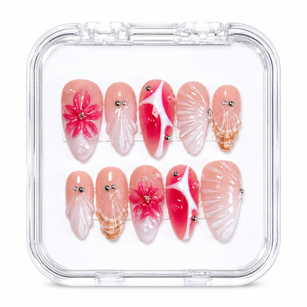 Press-on Nails Wholesale $9.90 Crimson Blossom by Yabe Vietnam