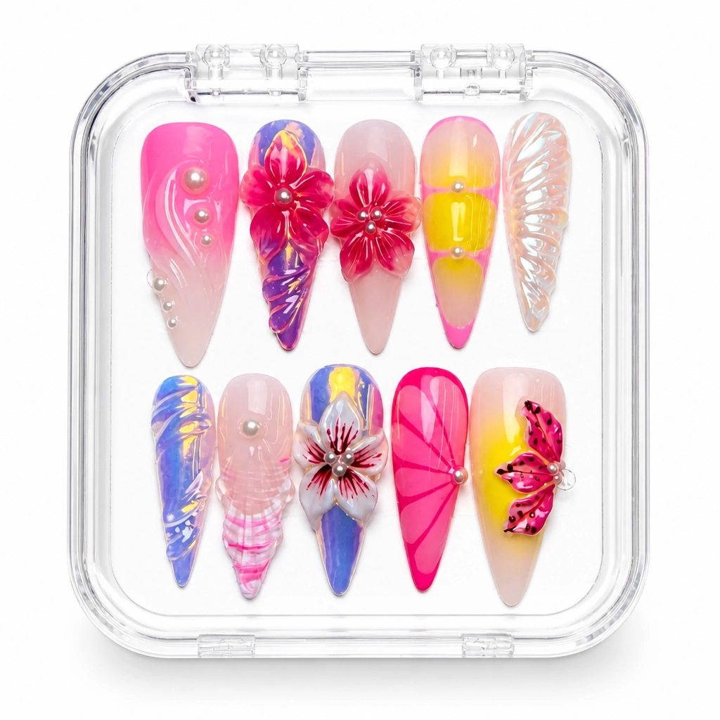Press-on Nails Wholesale $9.90 Prismatic Blossom by Yabe Vietnam