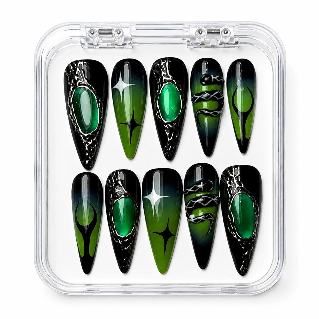 Press-on Nails Wholesale $9.90 Emerald Elegance by Yabe Vietnam