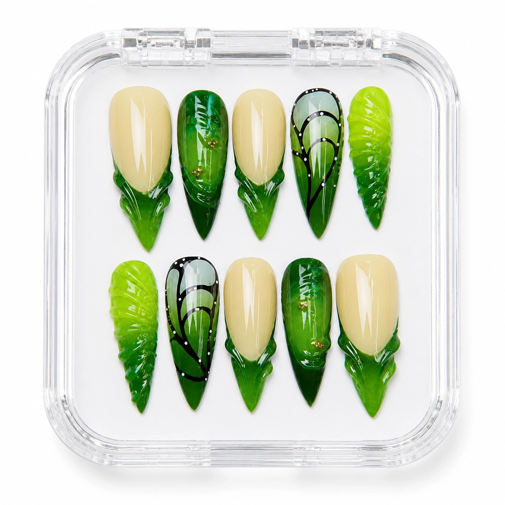 Press-on Nails Wholesale $9.90 Emerald Enchantment by Yabe Vietnam