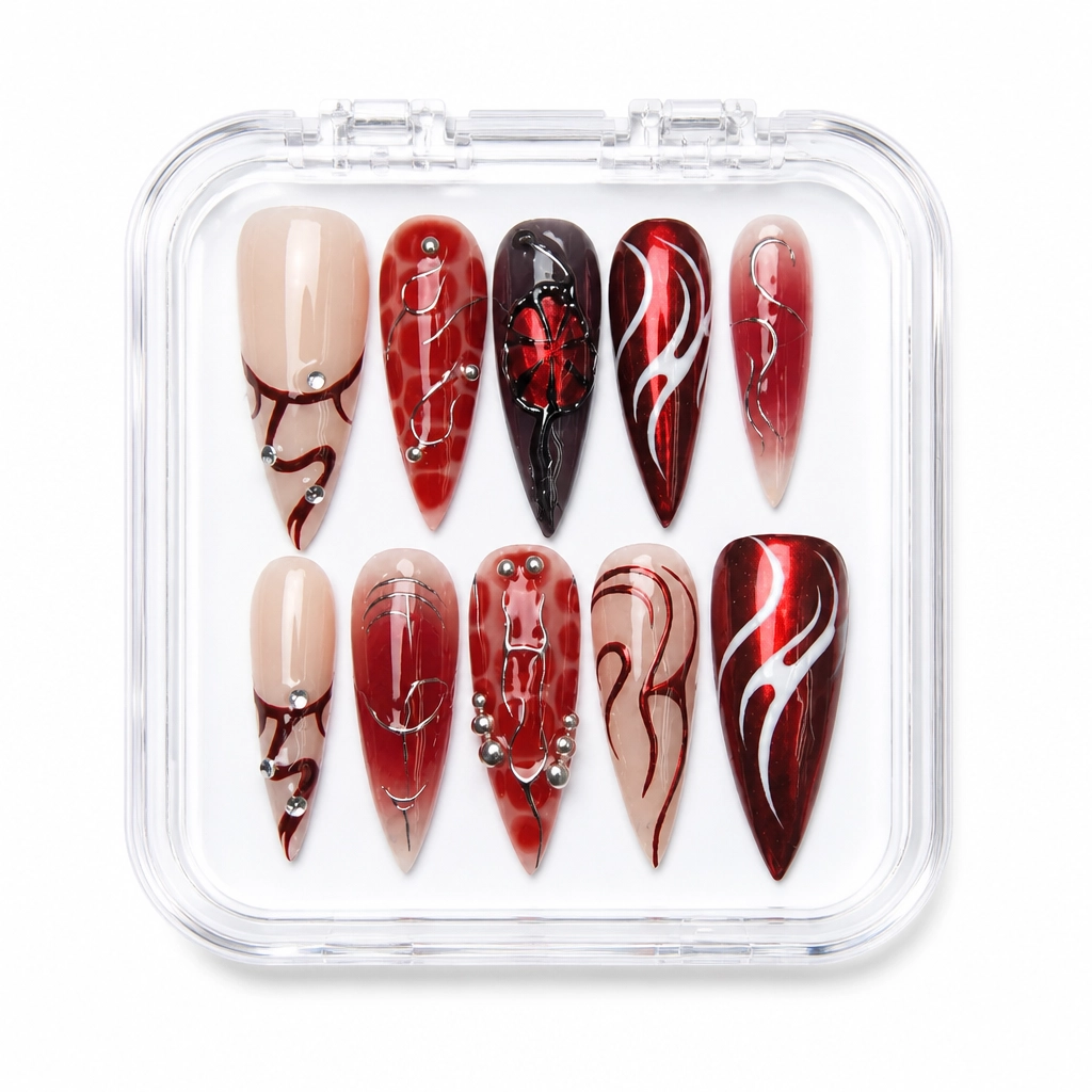 Press-on Nails Wholesale $9.90 Crimson Elegance by Yabe Vietnam