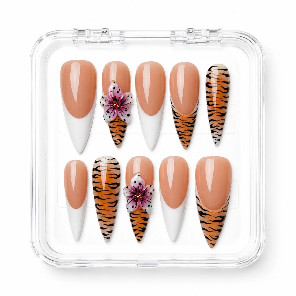 Press-on Nails Wholesale $9.90 Feline Elegance by Yabe Vietnam