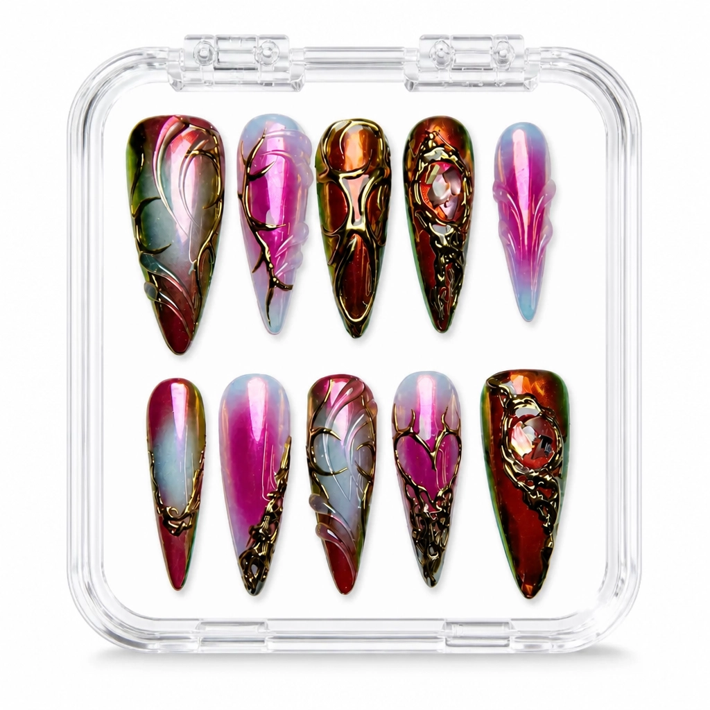 Press-on Nails Wholesale $9.90 Crimson Glow by Yabe Vietnam