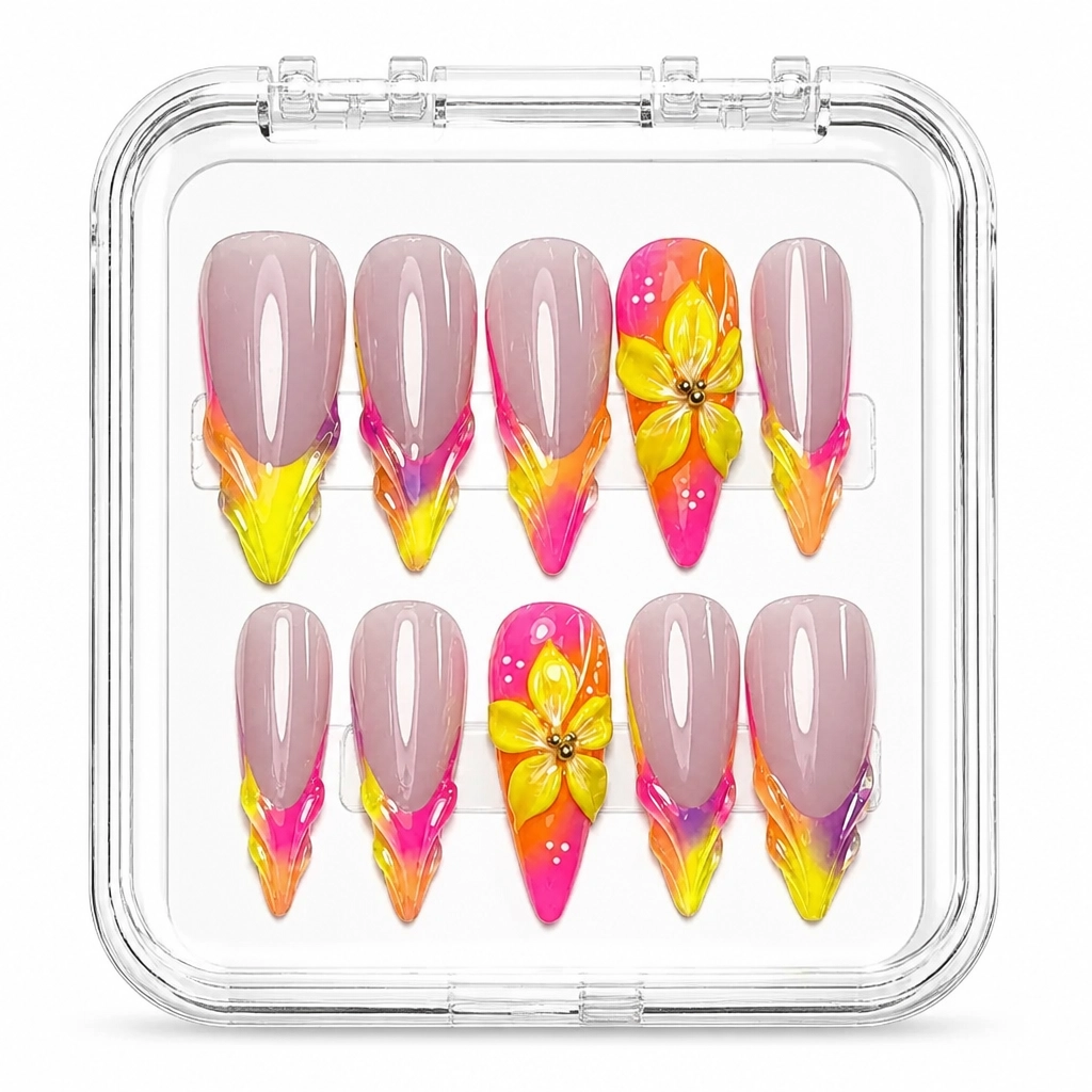 Press-on Nails Wholesale $9.90 Tropical Sunset by Yabe Vietnam
