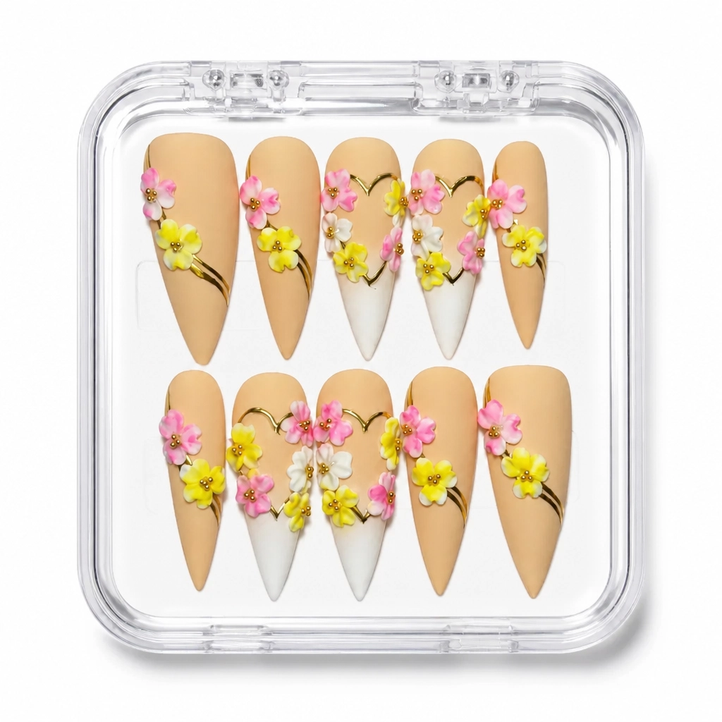 Press-on Nails Wholesale $9.90 Bloom Stiletto by Yabe Vietnam