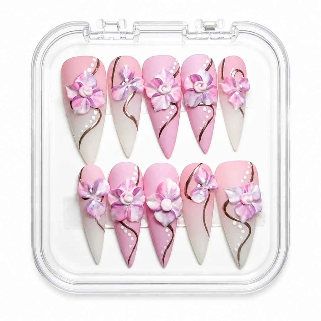 Press-on Nails Wholesale $9.90 Orchid Bloom by Yabe Vietnam